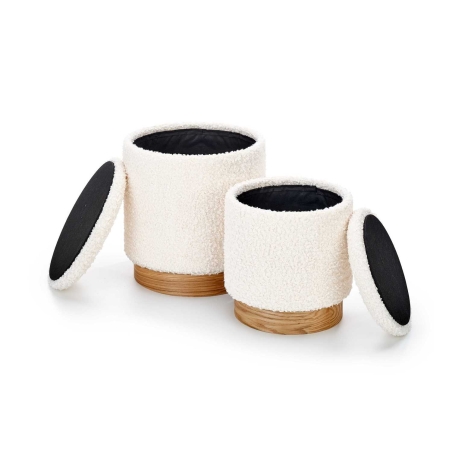 Set of 2 Cancun poufs in bouclé fabric Halmar