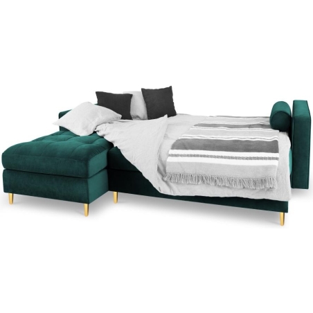 Corner sofa with sleeping function Santo velour fabric Milo Casa