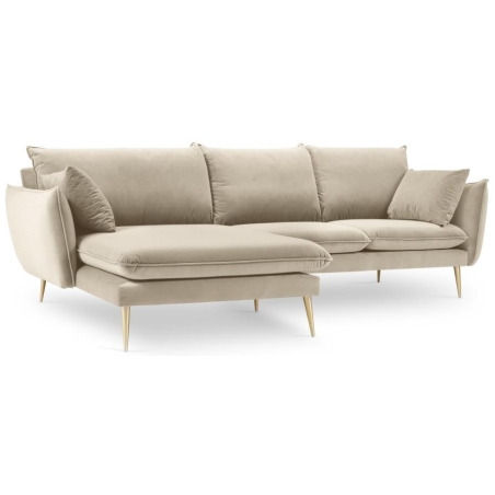Corner side - Left, colour - shades of beige, Colours of the Milo Casa feet - Gold, Milo Casa colour scheme Velvet - Beige Sol251