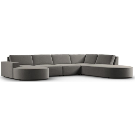 Carlo 368/262 panoramic 5-seater rounded sofa in Milo Casa velvet fabric