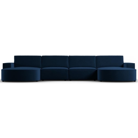 Sofa panoramiczna 5 os. Carlo 372/166 zaokrąglona w aksamitnej tkaninie Milo Casa