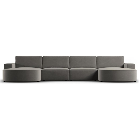 Sofa panoramiczna 5 os. Carlo 372/166 zaokrąglona w aksamitnej tkaninie Milo Casa