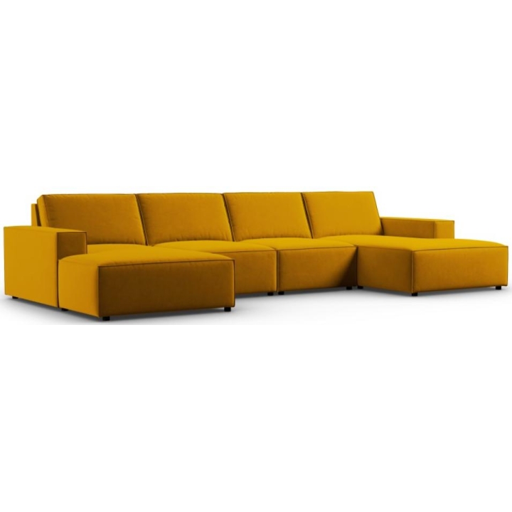 Sofa panoramiczna Carlo 5 os. 372/166 kwadratowa w aksamitnej tkaninie producenta Milo Casa.