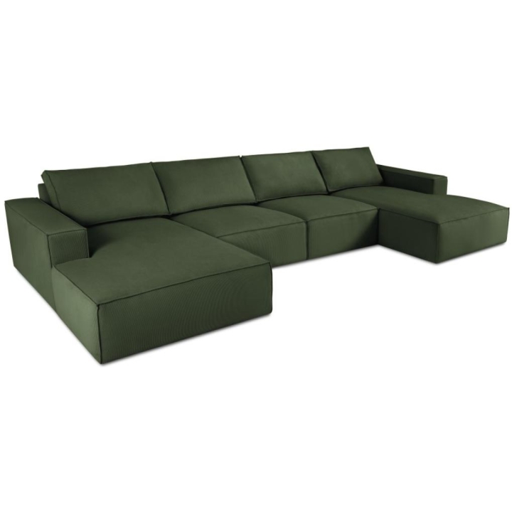 Sofa panoramiczna Carlo 5 os. 372/166 kwadratowa w sztruksowej tkaninie producenta Milo Casa.