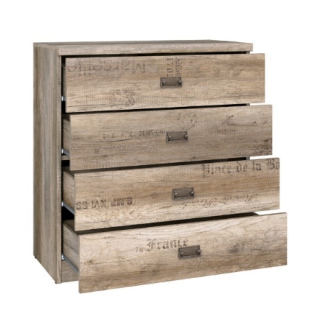 Malcolm 4S chest of drawers Black Red White