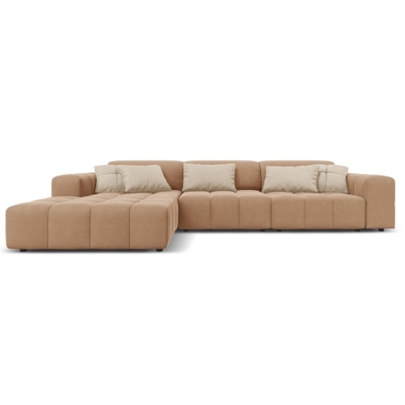 Sofa narożna 4-osobowa Luc welur Christian Lacroix lewostronna ciemny beż