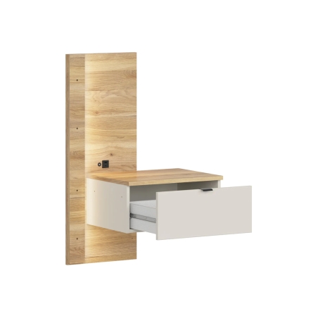Szafka nocna Glamour 50 prawa z szufladą kaszmir/dąb mauvella USB LED Black Red White