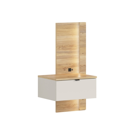 Szafka nocna Glamour 50 lewa z szufladą kaszmir/dąb mauvella USB LED Black Red White