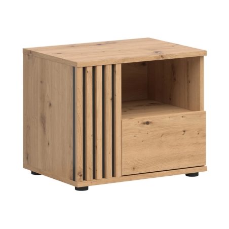Vabres 55 cm bedside table with drawer oak artisan lamella Black Red White