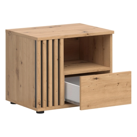 Szafka nocna Vabres 55 cm lewostronna z szufladą dąb artisan lamele Black Red White
