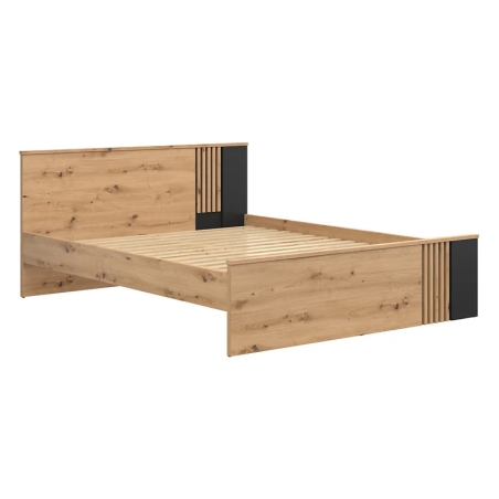 Vabres bed 160x200 oak artisan laths Black Red White