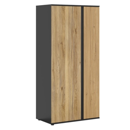 Luen 95 cm two-door wardrobe oak tegola/oak mauvella Black Red White