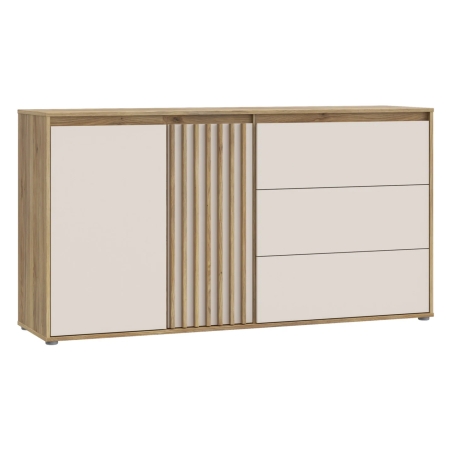 Eliston 159 cm chest with 2 doors and 3 drawers oak mauvella/sand Black Red White