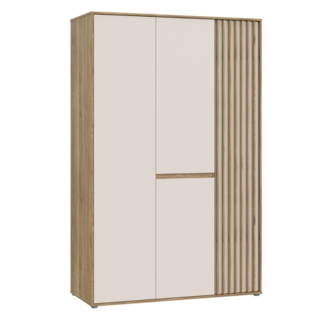 Three-door wardrobe Eliston 128 cm oak mauvella/sand Black Red White