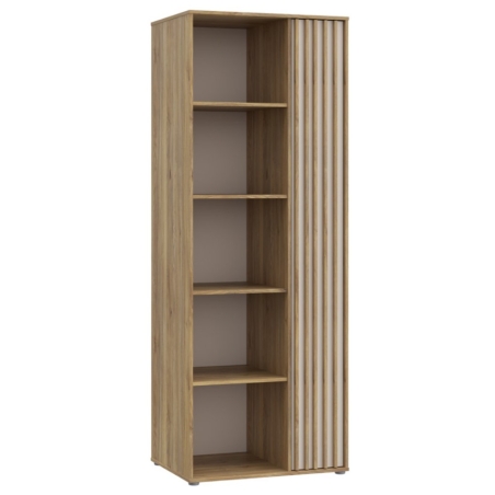Bookcase Eliston 74 cm with doors and 4 shelves oak mauvella/sand Black Red White
