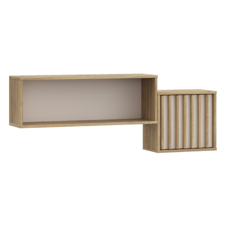 Eliston 120 cm wall cabinet with doors and shelf oak mauvella/sand Black Red White
