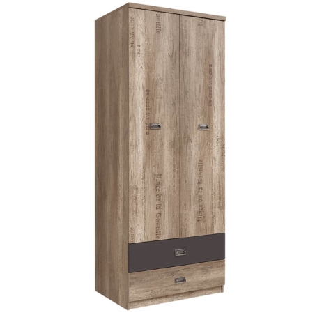 Malcolm wardrobe 80cm x 205.5cm x 57cm Black Red White