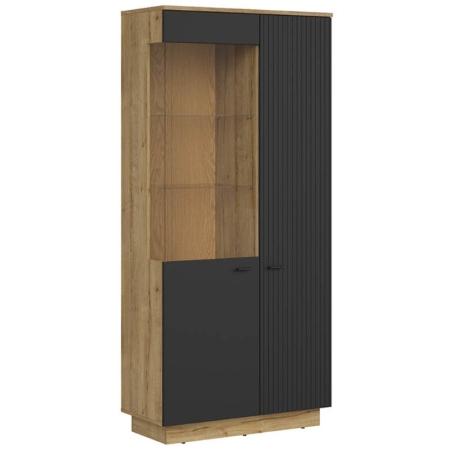 Witryna Zenda 91 cm z 2 drzwiami dąb waterford/czarny P Black Red White
