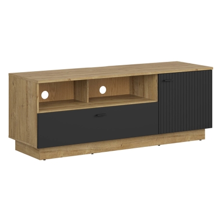 RTV cabinet Zenda 150 cm with 2 doors and shelf oak waterford/black Black Red White