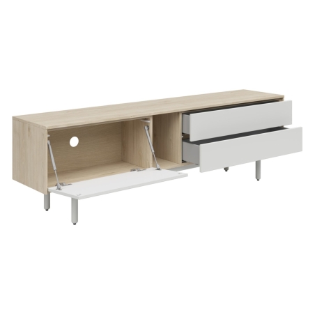 RTV cabinet Ema 180 cm with doors and 2 drawers jackson hickory walnut/light grey Black Red White