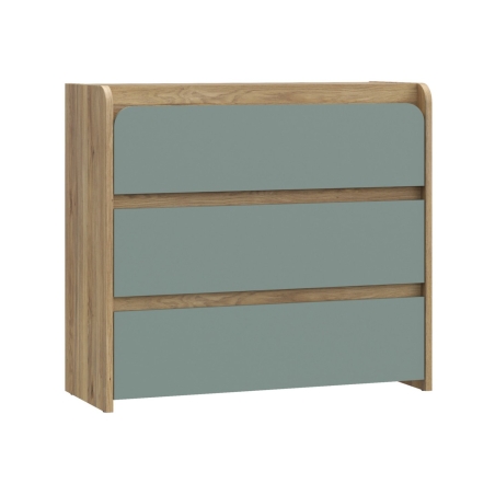 Hoa 104 cm chest with 3 drawers oak mauvella/sage Black Red White