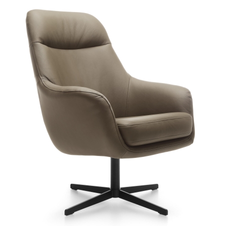 Polo leather swivel armchair Versailles