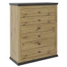 Komoda Benton 95 cm z 6 szufladami dąb artisan Black Red White