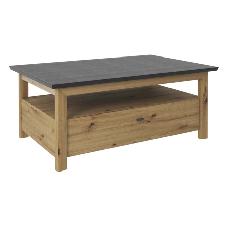 Benton 110 cm table with 2 drawers oak artisan Black Red White