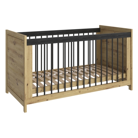 Benton children's cot 140x70 cm oak artisan Black Red White