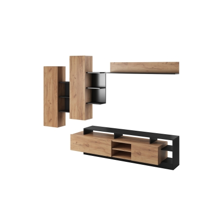 Meblościanka Alva Czarny/Dąb Laski Meble