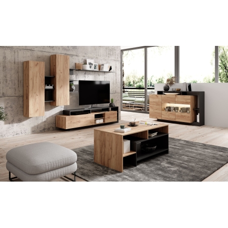 Laski Meble Alva Black/Oak Coffee Table