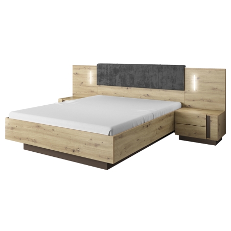 Laski Meble Arco x2 Oak/Graphite Nightstands with LED