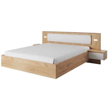 Laski Meble Xelo Bed with Bedside Tables and LED Lighting