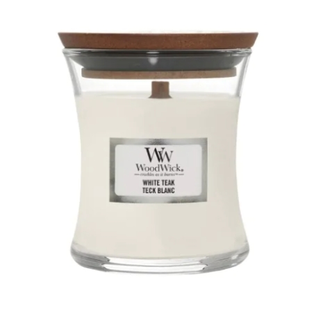 Świeca mała WoodWick White Teak 85g