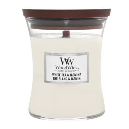 Świeca średnia WoodWick White Tea & Jasmine 275g