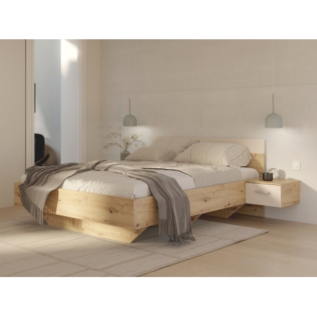 Bed with bedside tables 160x200 cm TANAIA Oak Artisan/Sand Forte