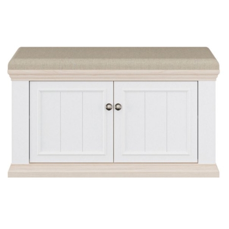 Pontypool Forte Upholstered Bench White/ Riva Oak