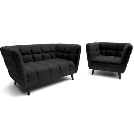Fotel Castello 1 velvet czarny Bluvel 19 wenge Signal