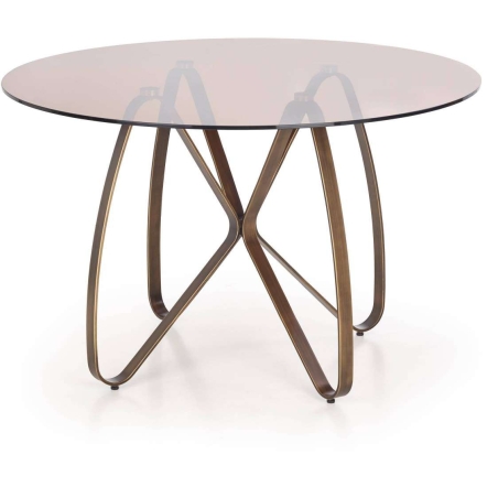 Lungo glass round table antique gold Halmar