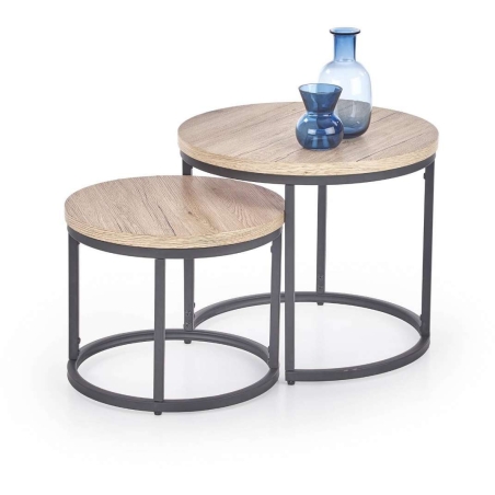 Oreo set of two benches oak san remo / black Halmar