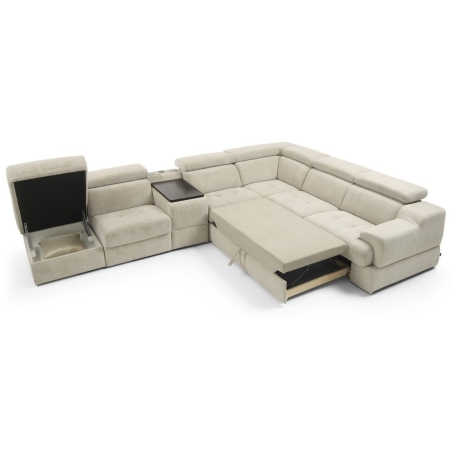 Corner side - Left, Gala Collezione leg colours - Chrome, colour - shades of beige, Gala Fabrics Gr.A1 - Riviera 21