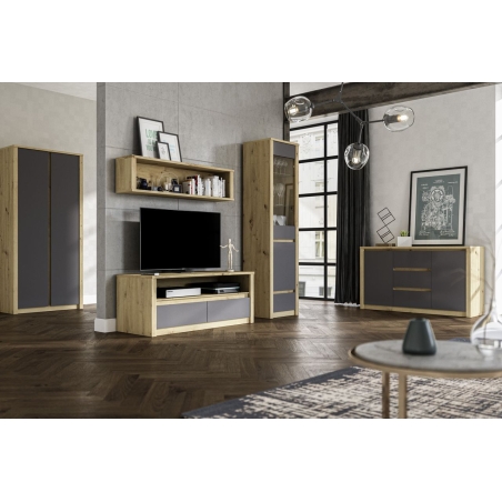 Cabinet W1D Malta oak artisan/smooth grey Gała Meble