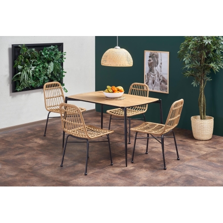 K401 krzesło rattanowe czarny / naturalny Halmar