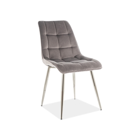 Chic Velvet Chair Chrome Frame Grey Bluvel 14 Signal