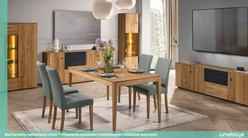 Mechanizmy rozkładania stołu: Porównanie systemów motylkowych i dokładek bocznych.